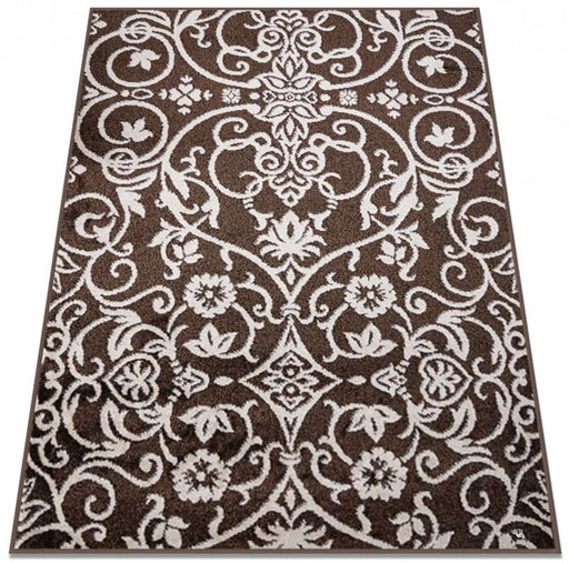 Covor crem maro modern cu design ornamental potrivit pentru living