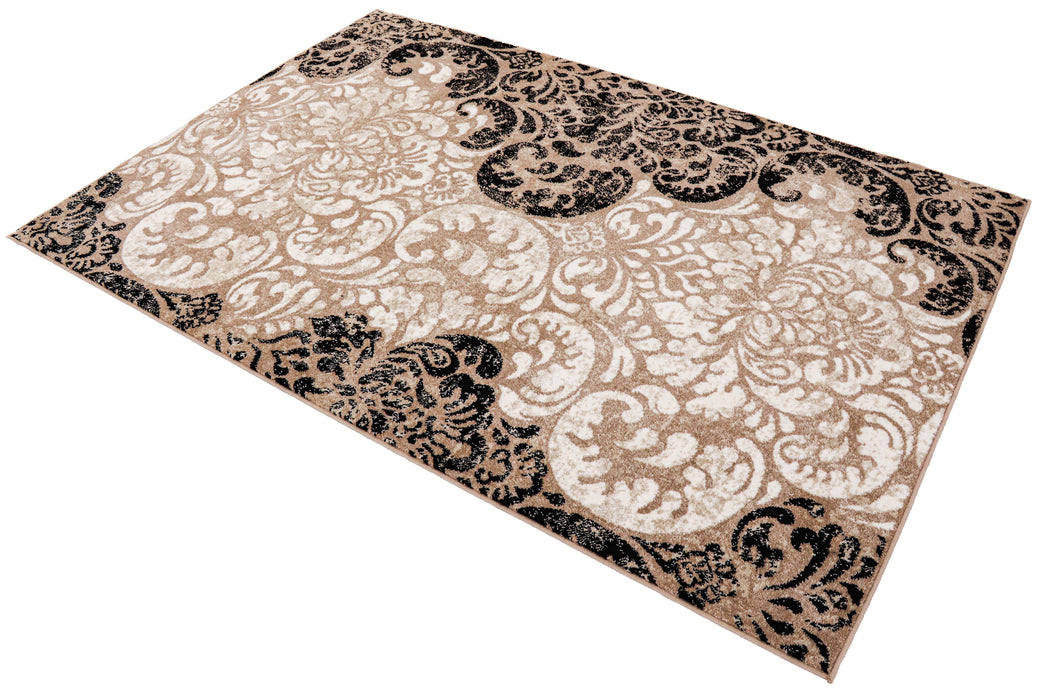 Covor crem maro negru elegant cu design clasic pentru living