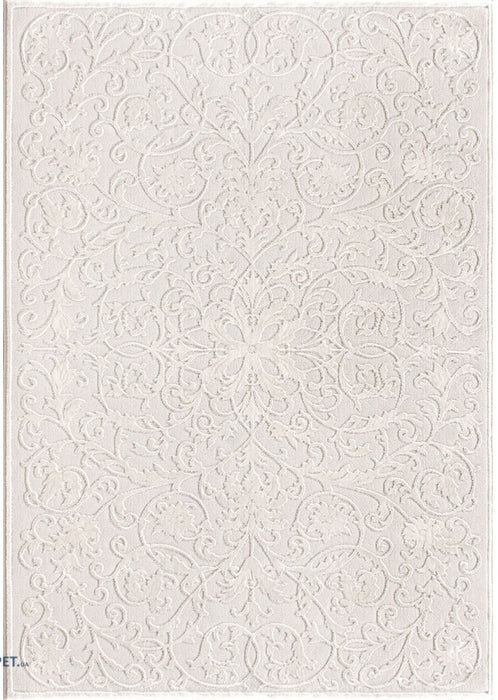 Covor crem vedere de sus, model decorativ simplu, potrivit pentru living sau dormitor