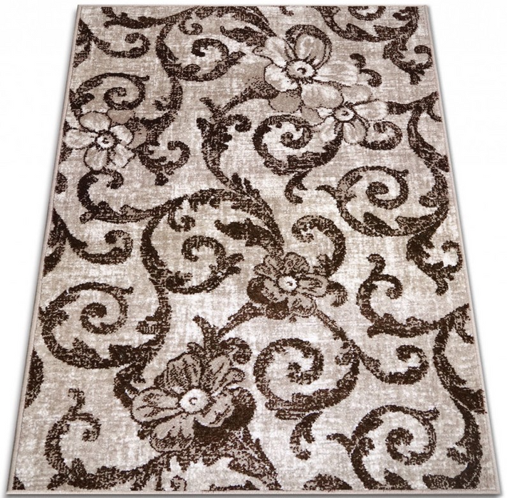 Covor floral bej maro modern pentru living si dormitor