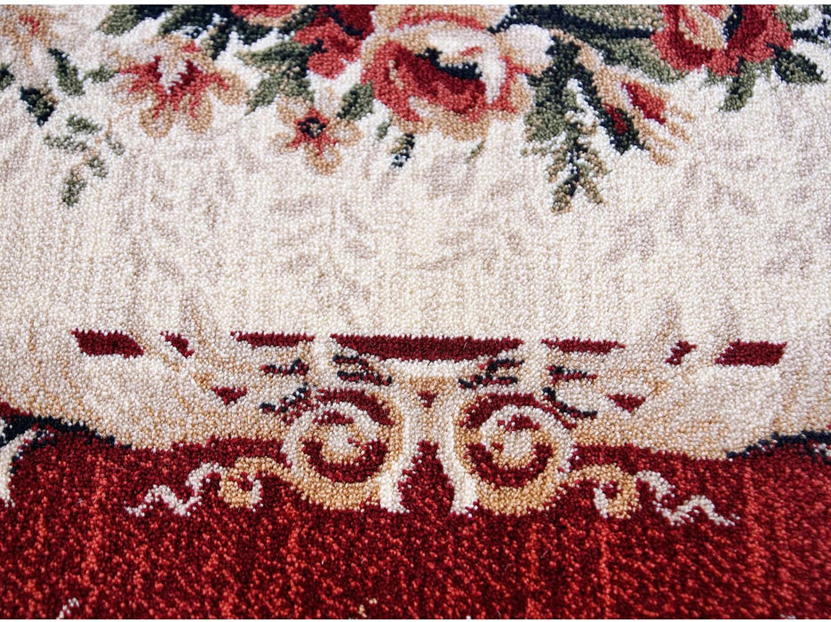 Covor floral clasic grena oval cu design traditional