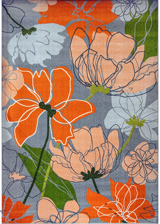 Covor floral modern pentru living cu model inspirat din natura si culori vibrante pentru un decor elegant.