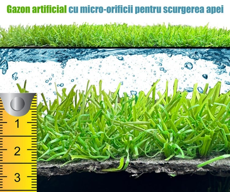 Gazon artificial / covor iarba decorativa artificiala verde Sri Lanka , inaltime fir 30 mm, pentru interior/exterior, marimi variate, super-rezistent