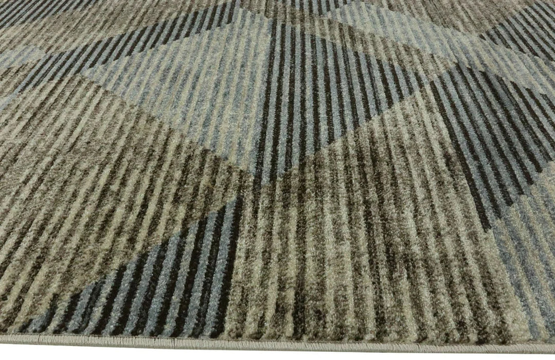 Covor geometric crem maro model contemporan pentru living elegant