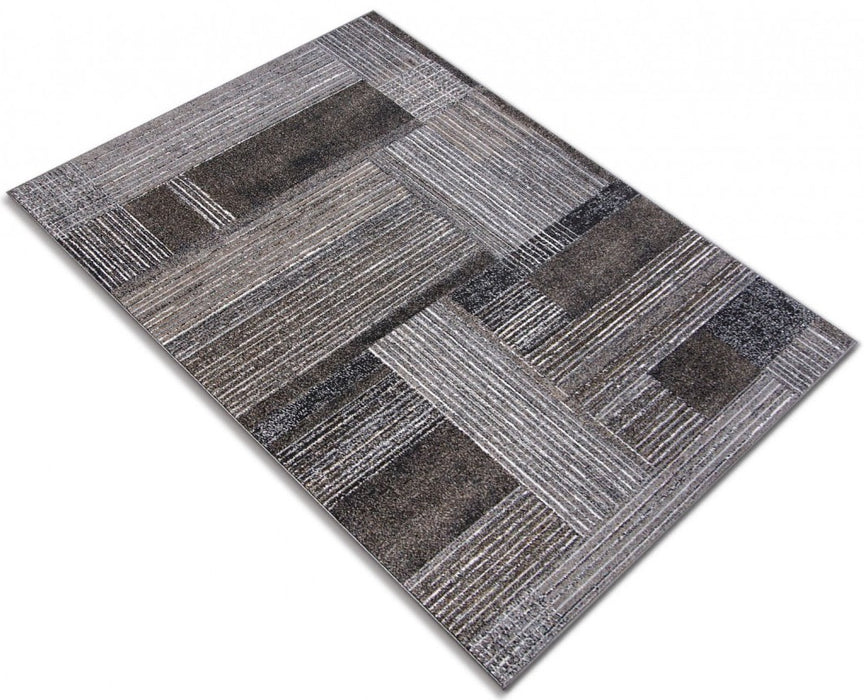Covor geometric modern gri pentru living, potrivit pentru decoruri minimaliste si contemporane