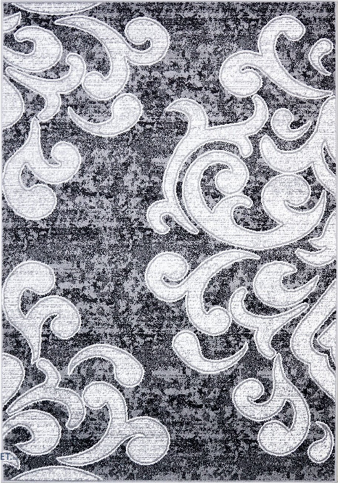 Covor gri alb modern cu design ornamental pentru living