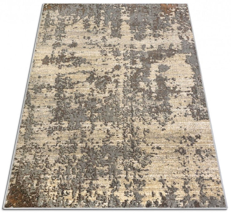 Covor gri bej modern stil minimalist, combinatie eleganta de bej si gri pentru decor contemporan