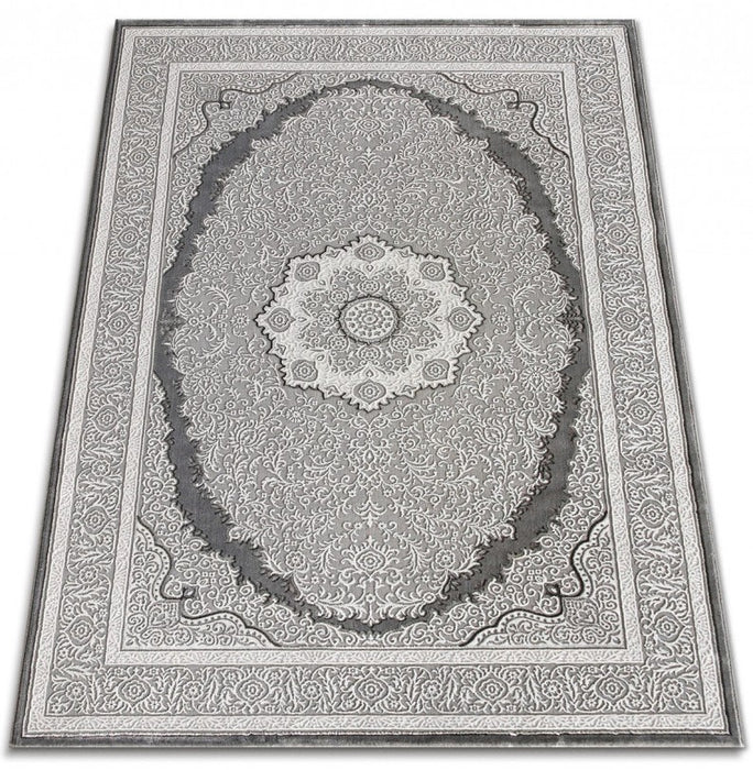 Covor gri stil clasic elegant, potrivit pentru living, dormitor sau decor traditional