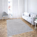 Covor gri cu efect 3D si textura geometrica, design modern ideal pentru living sau dormitor