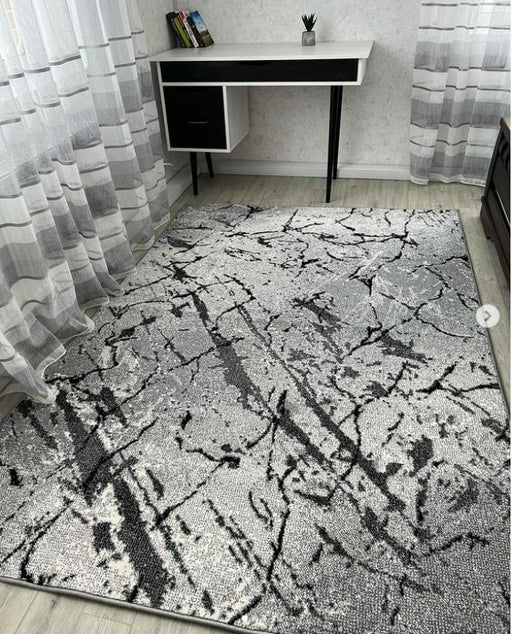 Covor gri pentru living design contemporan cu model abstract elegant