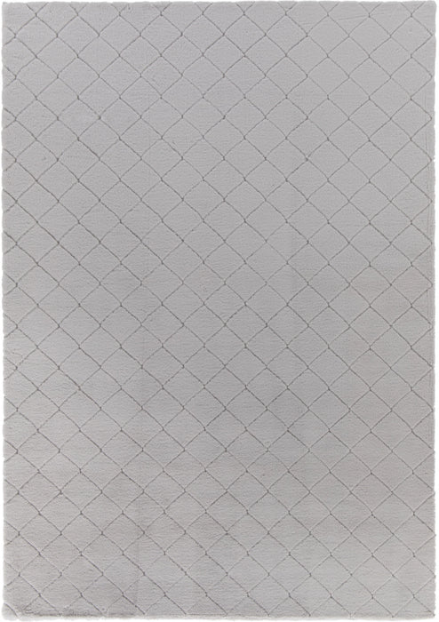 Covor gri model grofat cu textura geometrica, ideal pentru living sau dormitor modern