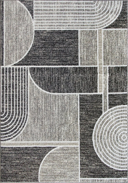 covor gri modern cu model geometric abstract