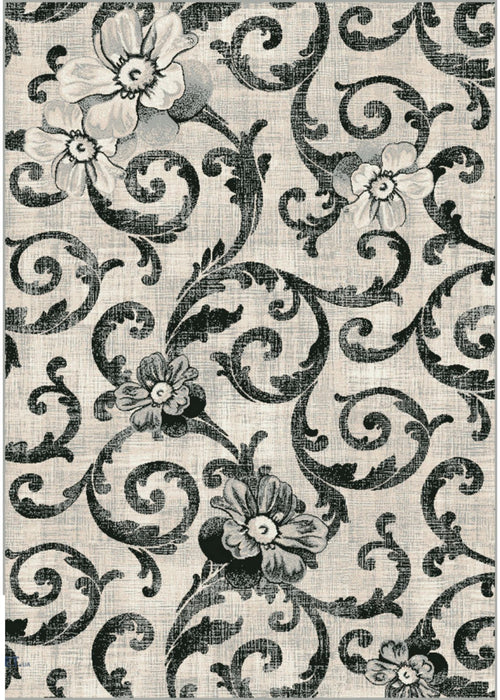 Covor gri modern cu design ornamental potrivit pentru living