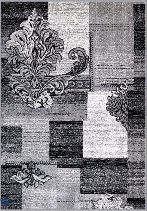 Covor gri negru model geometric modern potrivit pentru living si dormitor