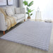 Covor gri pufos cu efect 3D pentru living, design modern si elegant, ideal pentru decor confortabil