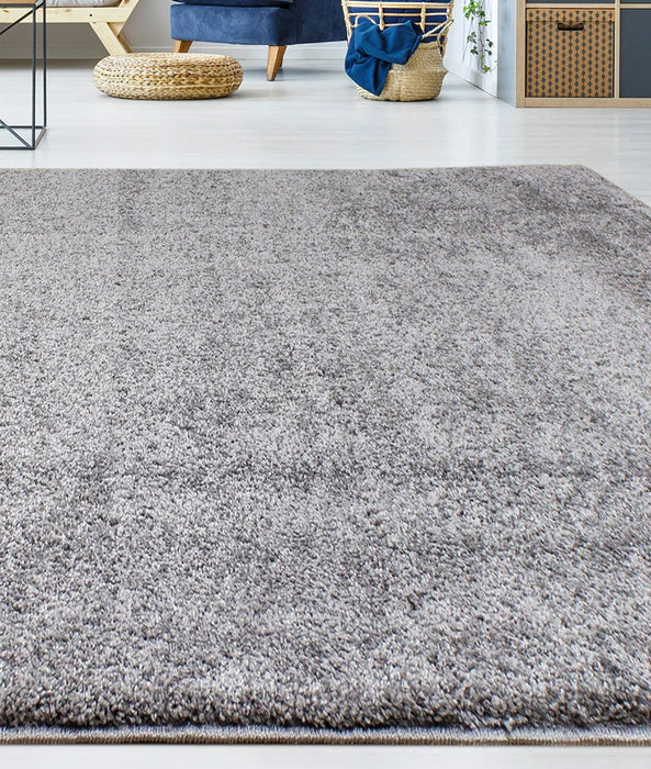 Covor gri pufos modern pentru living si dormitor, covor gros moale tip shaggy pentru interior