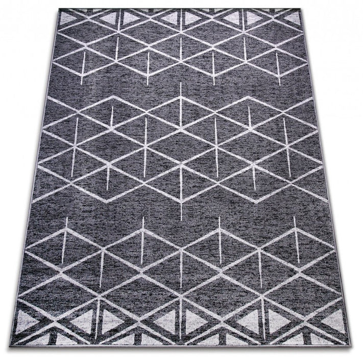 Covor living geometric modern gri, potrivit pentru decoruri minimaliste si moderne
