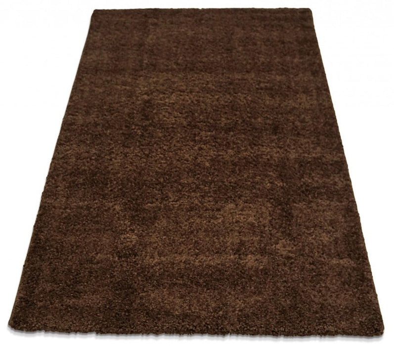 Covor living maro pufos tip shaggy, covor modern moale si elegant pentru casa