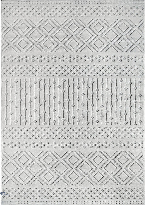 Covor living modern alb cu model geometric