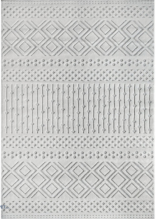 Covor living modern alb cu model geometric