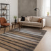 Covor living modern bej maro cu dungi, covor camera elegant si confortabil, ideal pentru decor interior
