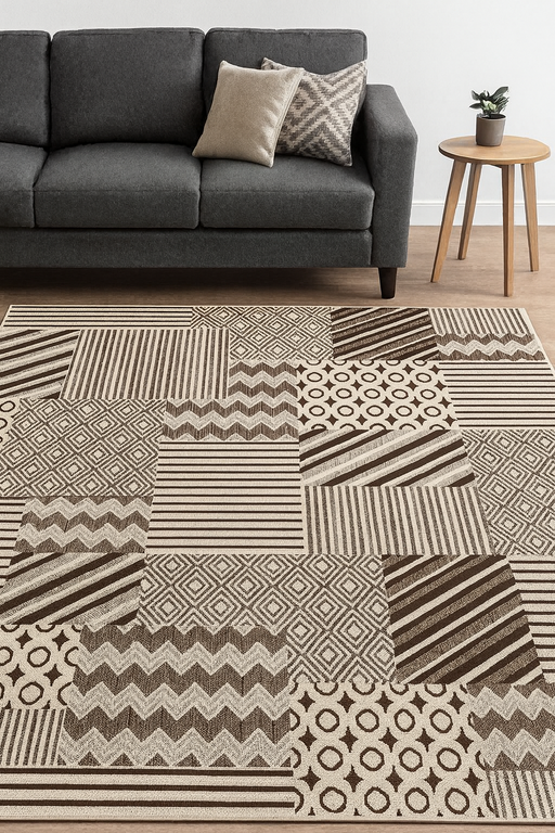 covor living modern bej maro model geometric patchwork covor mare pentru living si dormitor