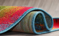 Detaliu finisaj premium pentru covor modern multicolor, confortabil si usor de intretinut