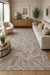 Covor living modern crem cu model frunze, antiderapant si elegant pentru living modern