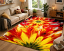 covor modern floral colorat in living elegant cu canapea si decor luminos ideal pentru amenajare moderna si confortabila