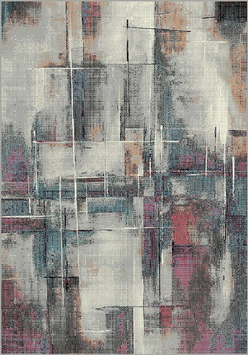 Covor living modern gri cu design abstract, ideal pentru amenajari elegante si contemporane