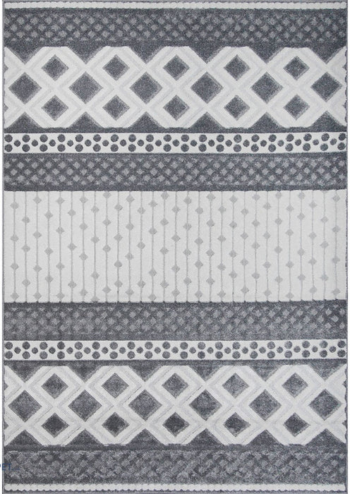 Covor living modern gri alb cu model geometric