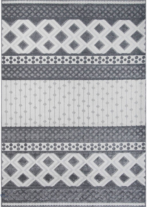 Covor living modern gri alb cu model geometric