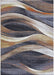 Covor living modern gri cu model valuri colorate, ideal pentru amenajari elegante si contemporane