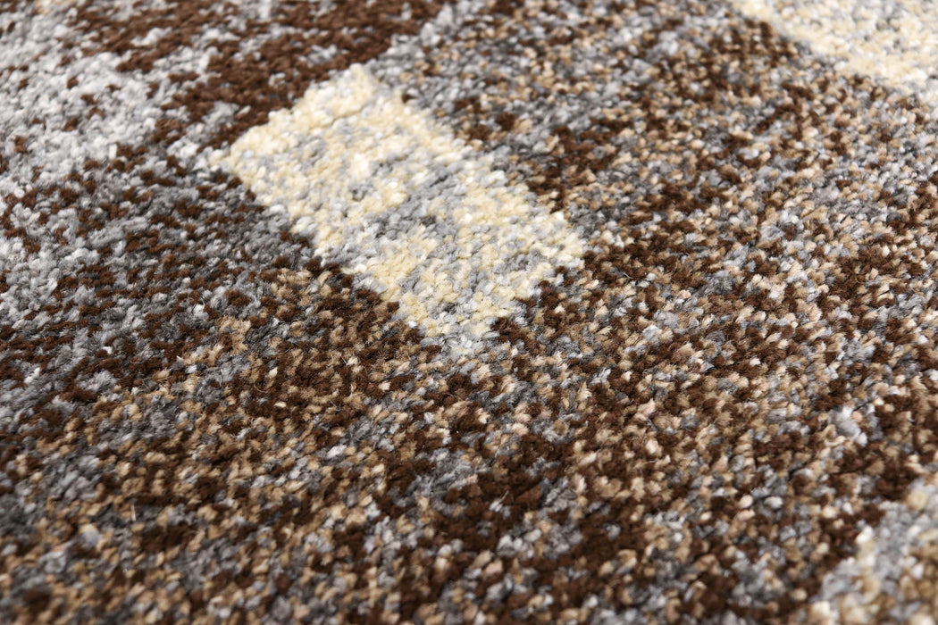 Covor living modern gri maro cu pattern geometric abstract