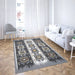 Covor living modern gri cu model etnic decorativ, ideal pentru amenajari elegante si contemporane