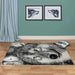 Covor living modern cu lup gri și design animal print pentru decor contemporan