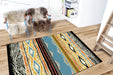 Covor living modern multicolor cu model traditional si design elegant, ideal pentru sufragerie si dormitor.