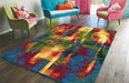 Covor living modern multicolor cu design abstract, ideal pentru amenajari moderne si creative