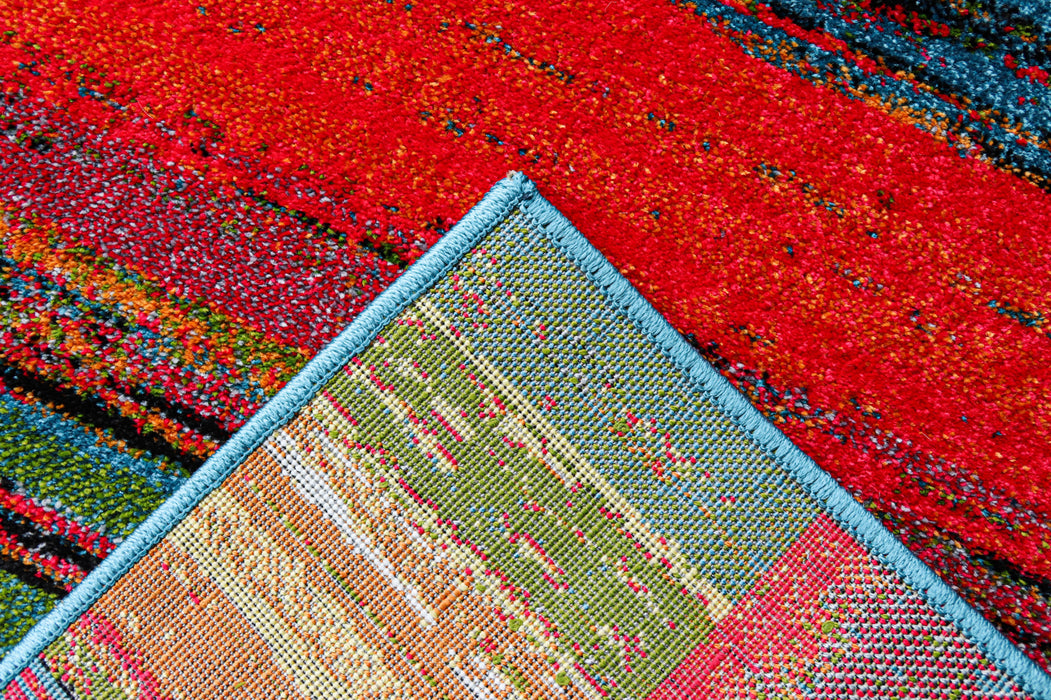 Colt si textura covor living modern multicolor, ideal pentru amenajari interioare moderne