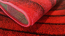 Covor living modern rosu cu textura moale si design abstract pentru amenajari moderne