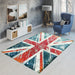 Covor living premium cu design modern inspirat de steagul britanic si aspect decorativ elegant.