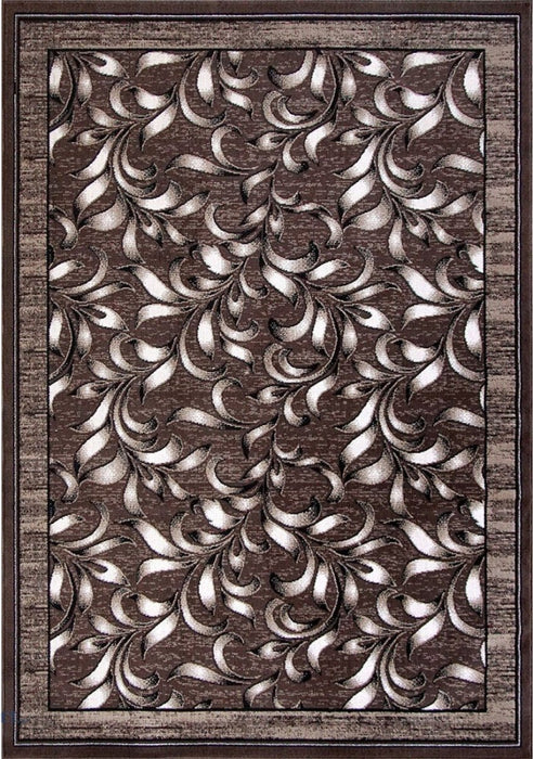 Covor maro modern cu model floral stilizat, vedere completa