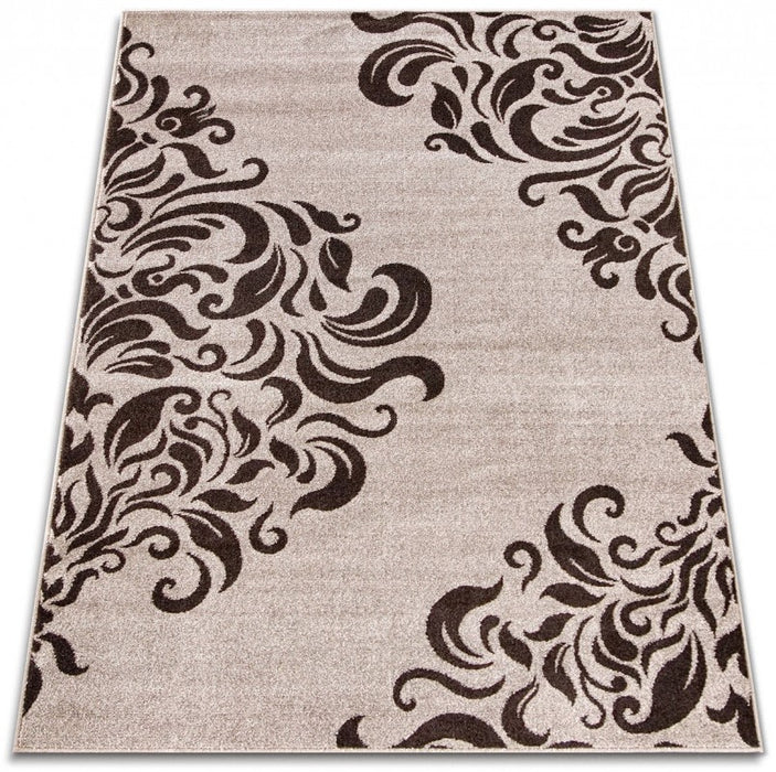 Textura covor modern bej maro cu design abstract moale si placut la atingere