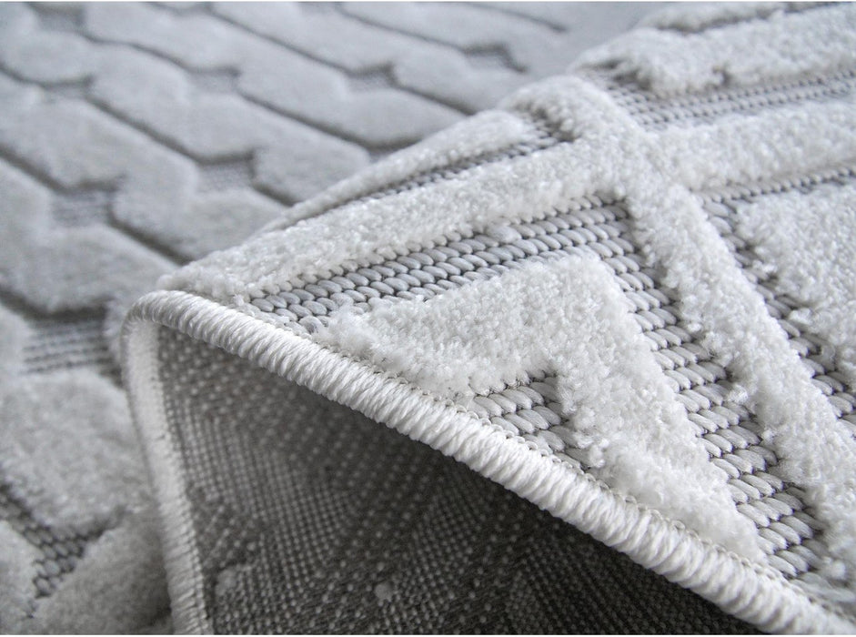 Colt covor modern alb grosime medie