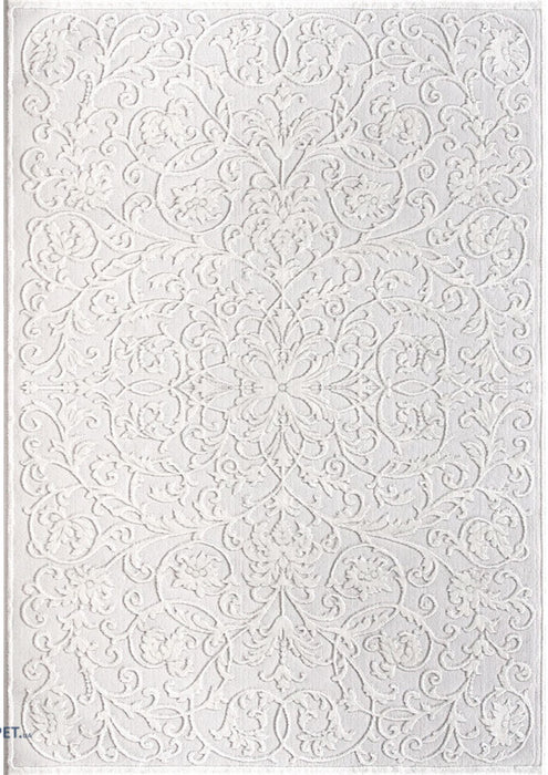 Covor modern alb pentru living, design elegant si luminos, potrivit pentru orice interior