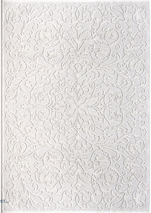 Covor modern alb pentru living, design elegant si luminos, potrivit pentru orice interior