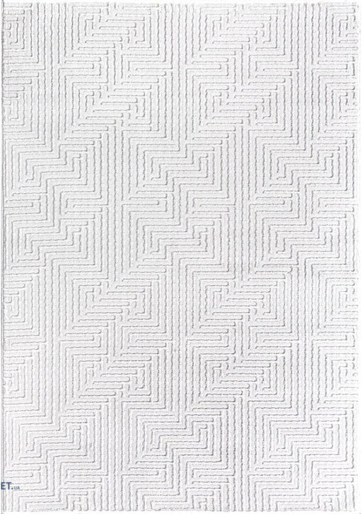 Covor modern alb pentru living, model geometric texturat, design minimalist elegant