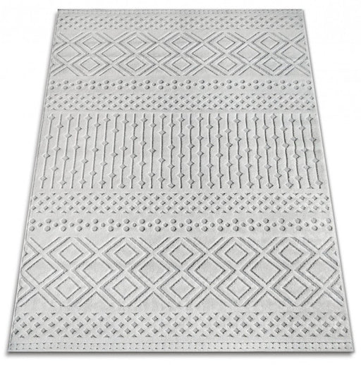 Covor modern alb pentru living cu model geometric discret