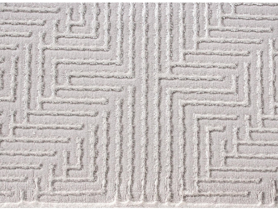 Detaliu textura geometrica covor alb modern, fibre moi si confortabile