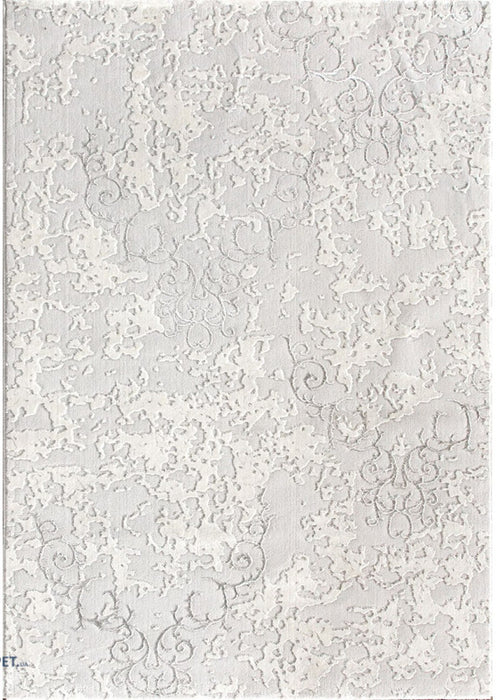 Covor modern alb cu textura reliefata si design elegant, perfect pentru living sau dormitor modern